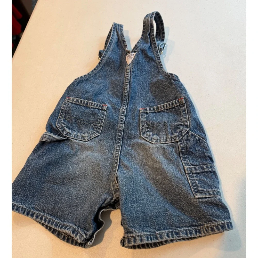 OshKosh Bgosh Baby Boys Blue Denim Shortalls Overalls 24M 724-0047